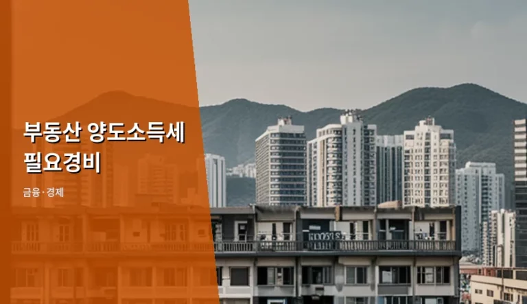 부동산 양도소득세 필요경비 인정 항목과 절세 전략
